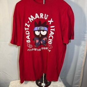 Naruto Shippuden x Hello Kitty Badtz-Maru Itachi Graphic Tee Red XL Anime Shirt